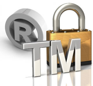 3d render of trade mark sign with padlock for Gaming Applications.